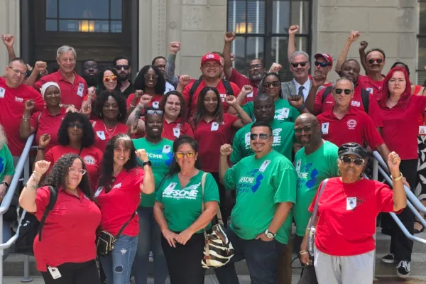AFSCME NJ & CWA members fighting for healthcare.