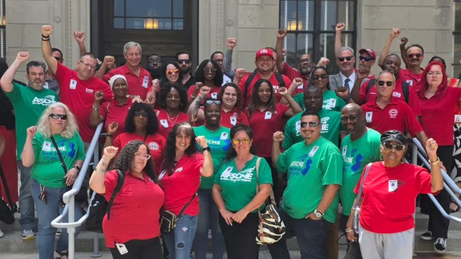 AFSCME NJ & CWA members fighting for healthcare.