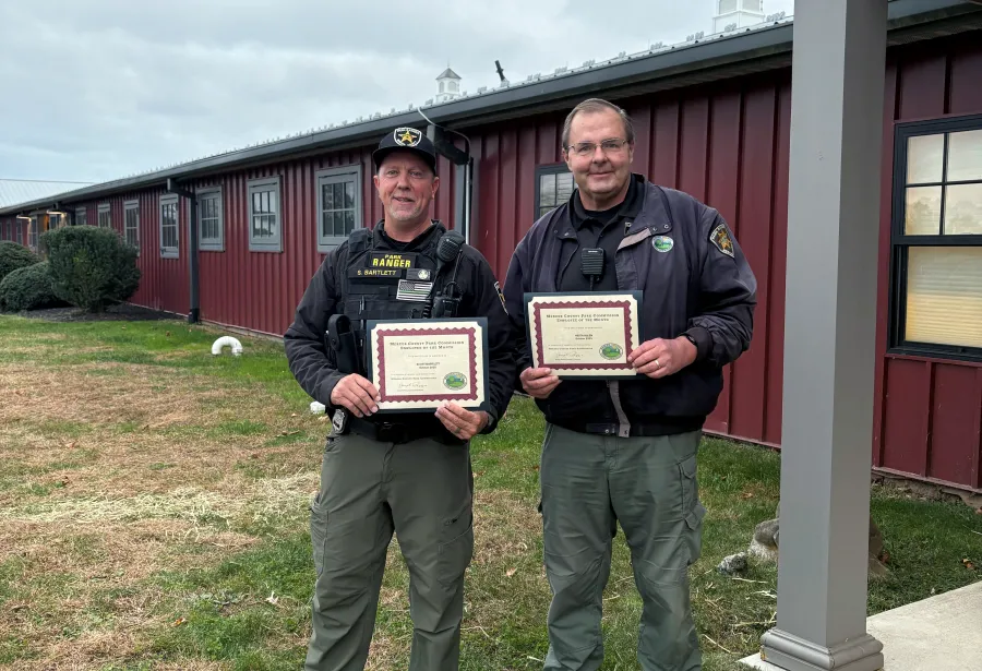 Rangers Bartlett and Allen were awarded Employee of the Month by the Mercer County Park Commission for October.